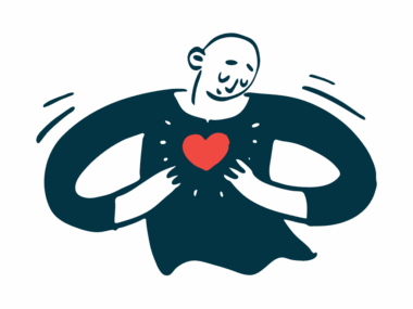 A man embraces his heart.