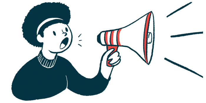 This illustration depicts a person shouting into a handheld megaphone.