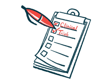 A red pen is shown checking off boxes marked Clinical Trials on a clipboard pad.