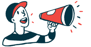 An illustration of a person using a conical megaphone to make a news announcement.