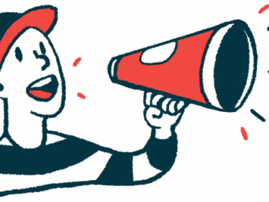 An illustration of a person using a conical megaphone to make a news announcement.