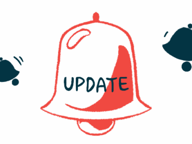 A large bell with the word update on it clangs with other small bells nearby.