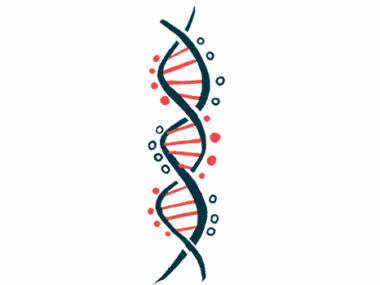 A section of the double helix of a DNA strand is shown.