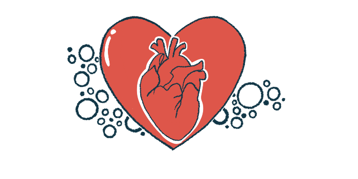 Illustration of heart muscle inside a red heart.