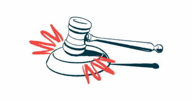 This illustration shows a gavel striking a sound block.