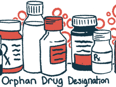 An illustration of bottles of medicine with the words 'orphan drug designation' written underneath.